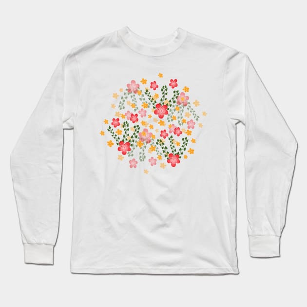 Pretty autumn house flowers Long Sleeve T-Shirt by DesignsbySerahO